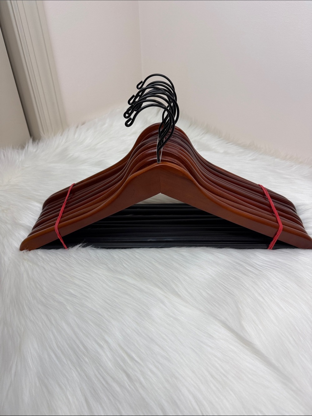 Brookstone Premium Wooden Suit Hangers in Mahogany  - Set of 10